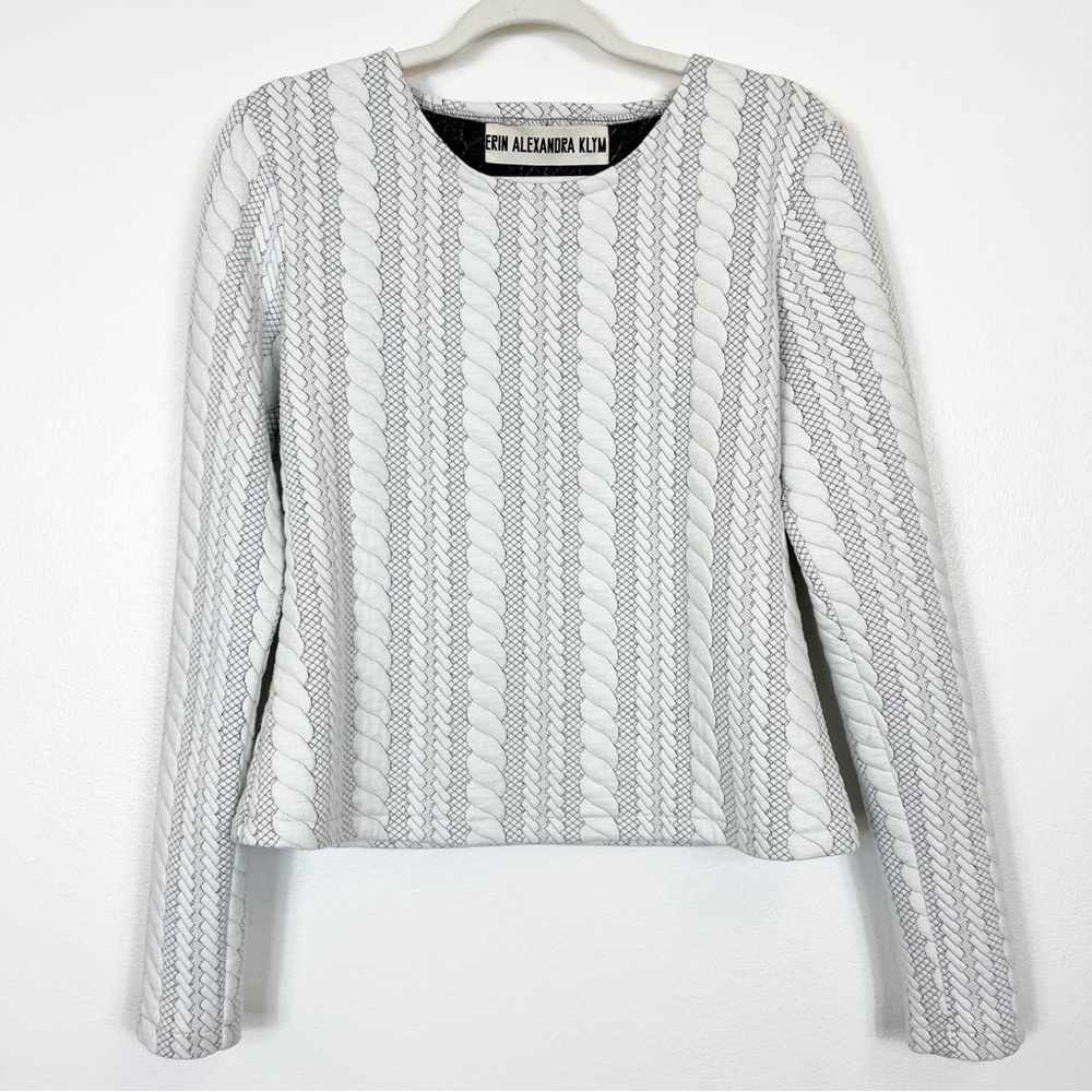 Erin Alexandra Klym Quilted Long Sleeve Top White & Black